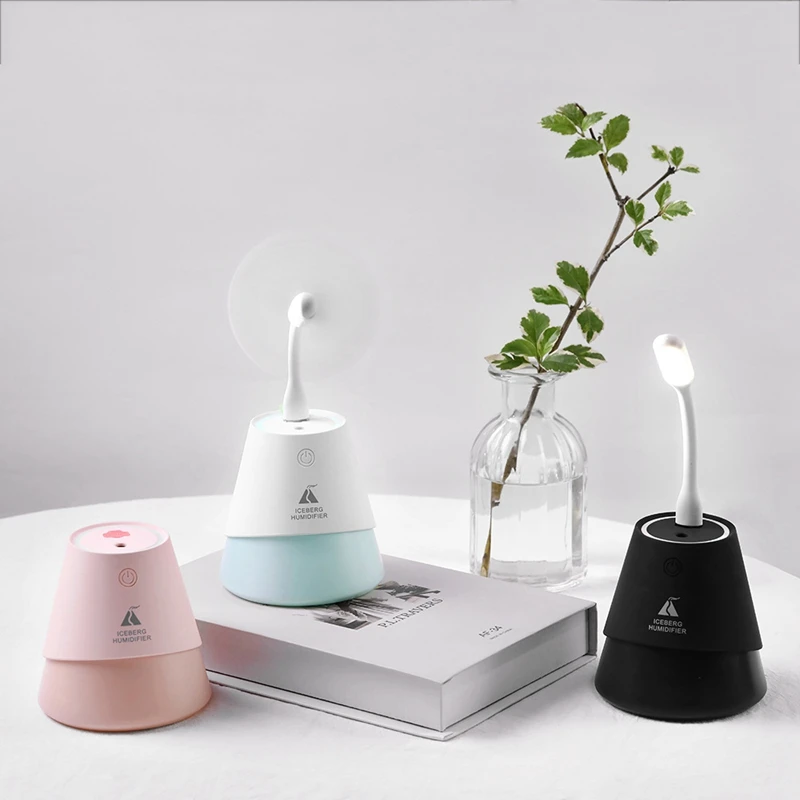 

230Ml 3 in 1 Air Humidifier Aroma Essential Oil Diffuser for Home Car Usb Fogger Mist Maker with Led Night Lamp Pink
