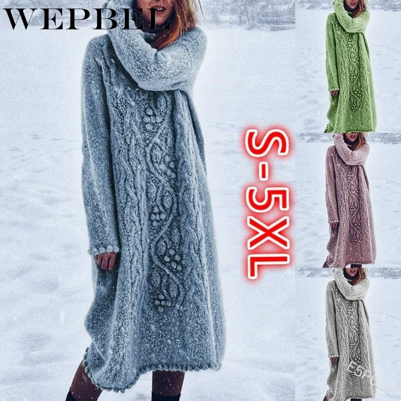 WEPBEL Women's Fashion Solid Color Knitted Dress Winter Long Sleeve Turtleneck Loose Warm Casual Long Sweater
WEPBEL Women's Fashion Solid Color Knitted Dress Winter Long Sleeve Turtleneck Loose Warm Casual Long Sweater