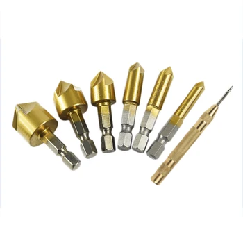 6Pcs/Set Countersink Drill Bits Center Punch Tool Sets Automatic Punch Hex Shank Five-Blade Chamfering Drill Bit High Carbon Ste
6Pcs/Set Countersink Drill Bits Center Punch Tool Sets Automatic Punch Hex Shank Five-Blade Chamfering Drill Bit High Carbon Ste