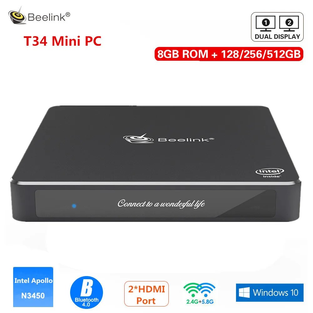 Beelink Gemini T34 Мини ПК Intel Apollo Lake N3450 Windows10 8 Гб 128/256/512 двойной экран 2 4G/5 8G WiFi BT4.0|Мини ПК| |