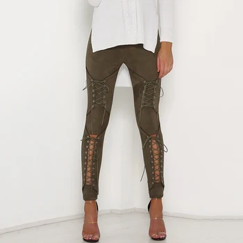 New Suede Leather Pencil Pants Lace Up Cut Out Fashion Trousers For Women Sexy Bandage Legging Pants Lace-Up Women's Pants 
New Suede Leather Pencil Pants Lace Up Cut Out Fashion Trousers For Women Sexy Bandage Legging Pants Lace-Up Women's Pants