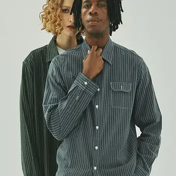 Striped Shirt Men's Loose Long-sleeved Cotton Shirt Jacket Cardigan Shirt Men Shirt Long Sleeve Streetwear 
Striped Shirt Men's Loose Long-sleeved Cotton Shirt Jacket Cardigan Shirt Men Shirt Long Sleeve Streetwear