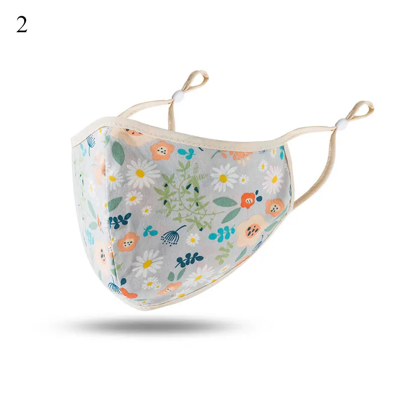 Breathable Summer Adjustable Washable Masks Ear Buckle Floral Printed Mouth Masks Women Retro Mouth-muffle Wholesale Face Covers