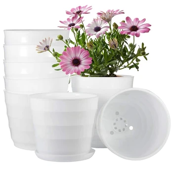 Flower Pot, 6 Inch Plastic Flower Planters with Drainage Hole and Tray, Pack of 8 - Plants Not Included
Flower Pot, 6 Inch Plastic Flower Planters with Drainage Hole and Tray, Pack of 8 - Plants Not Included