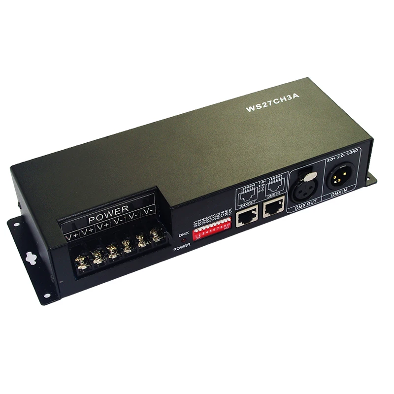 DC12V 24V 27CH dmx512 decoder 27 channel 9 group 1A each channel max 3A Max 81A DMX512 XRL RJ45 led controller WS27CH3A
DC12V 24V 27CH dmx512 decoder 27 channel 9 group 1A each channel max 3A Max 81A DMX512 XRL RJ45 led controller WS27CH3A