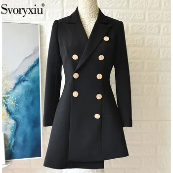Svoryxiu Fashion Designer Autumn Winter Office Black Blazer Coat Women's Long Sleeve luxury Gold Double-Breasted Outwear
Svoryxiu Fashion Designer Autumn Winter Office Black Blazer Coat Women's Long Sleeve luxury Gold Double-Breasted Outwear
