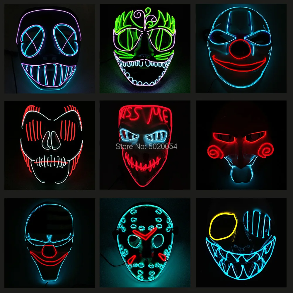 Hot Selling Halloween Scary Face Led Mask EL Wire Horror Clown Mask Cosplay Props Night Glow Led Rave Mask Grimace Mascara
Hot Selling Halloween Scary Face Led Mask EL Wire Horror Clown Mask Cosplay Props Night Glow Led Rave Mask Grimace Mascara