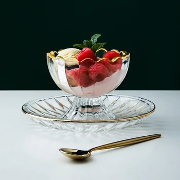 Creative golden flower glass ice cream cup dessert smoothie milk shake drink cup fruit salad dessert plate spoon set tableware
Creative golden flower glass ice cream cup dessert smoothie milk shake drink cup fruit salad dessert plate spoon set tableware