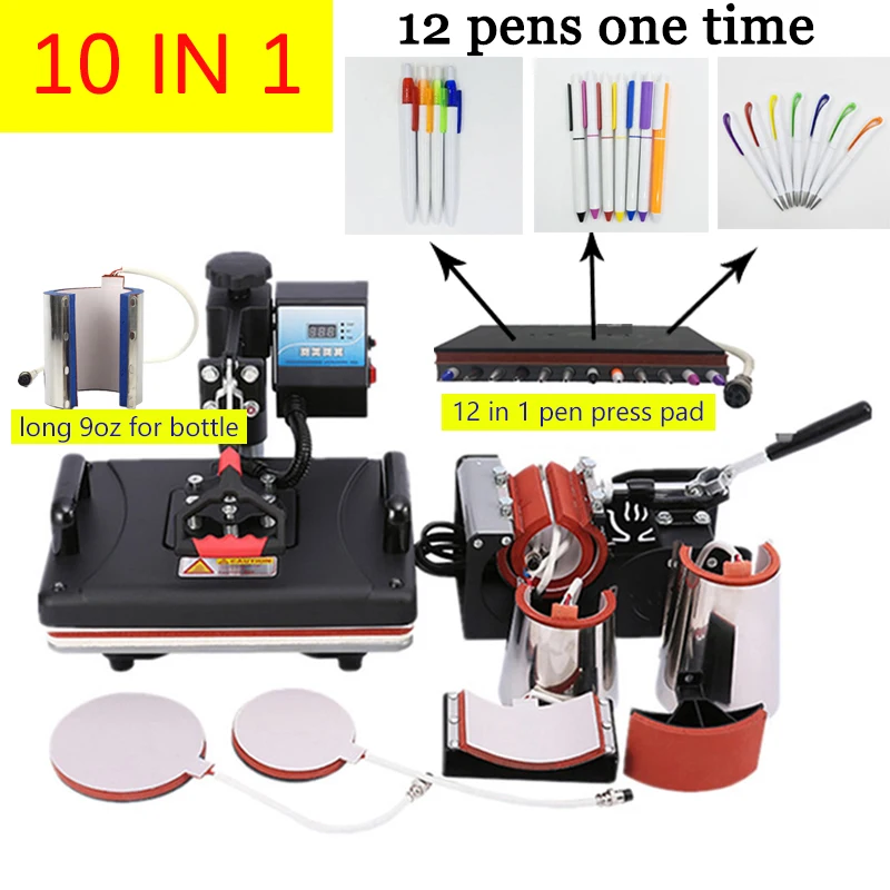 Economic 10 In 1 Combo Heat Press Machine Heat Transfer Machine Sublimation Printer For Mug/Cap/Tshirt/Phone cases/Rock/Bottle
Economic 10 In 1 Combo Heat Press Machine Heat Transfer Machine Sublimation Printer For Mug/Cap/Tshirt/Phone cases/Rock/Bottle