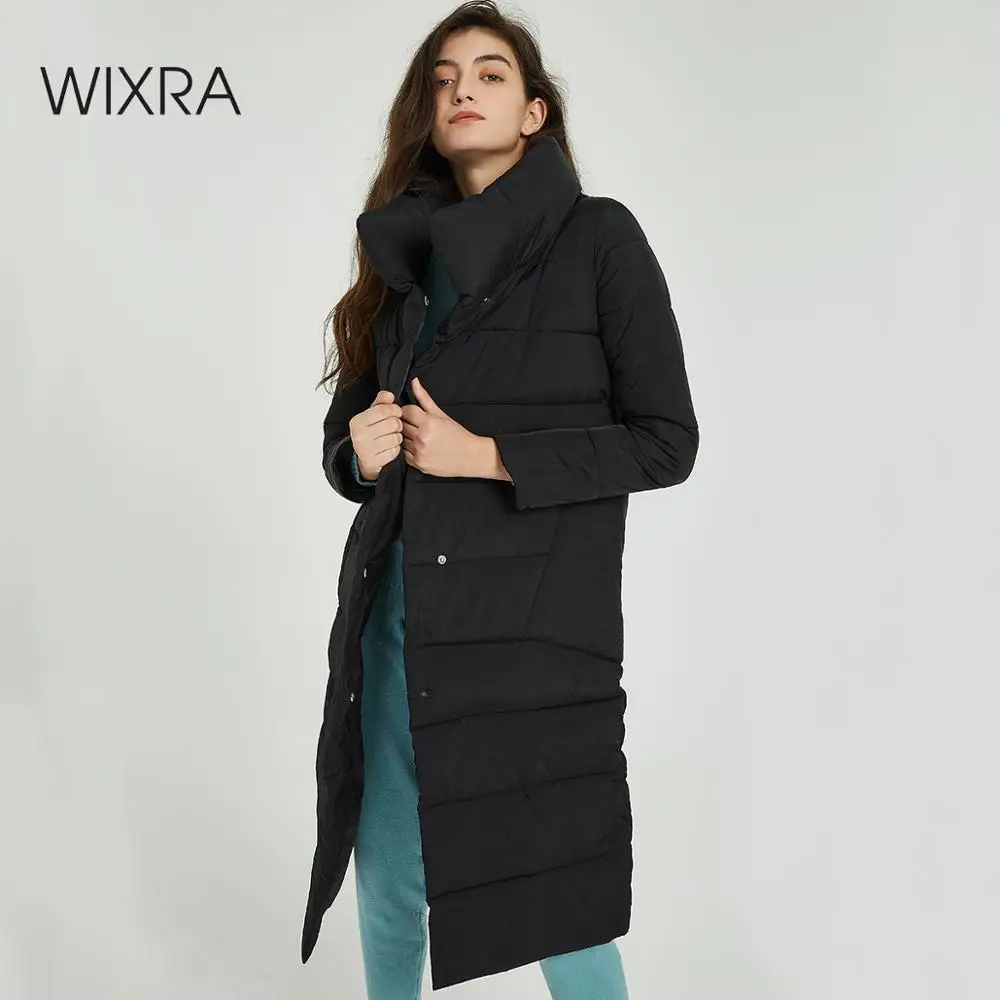 Женское зимнее длинное пальто Wixra хлопковая однотонная парка с