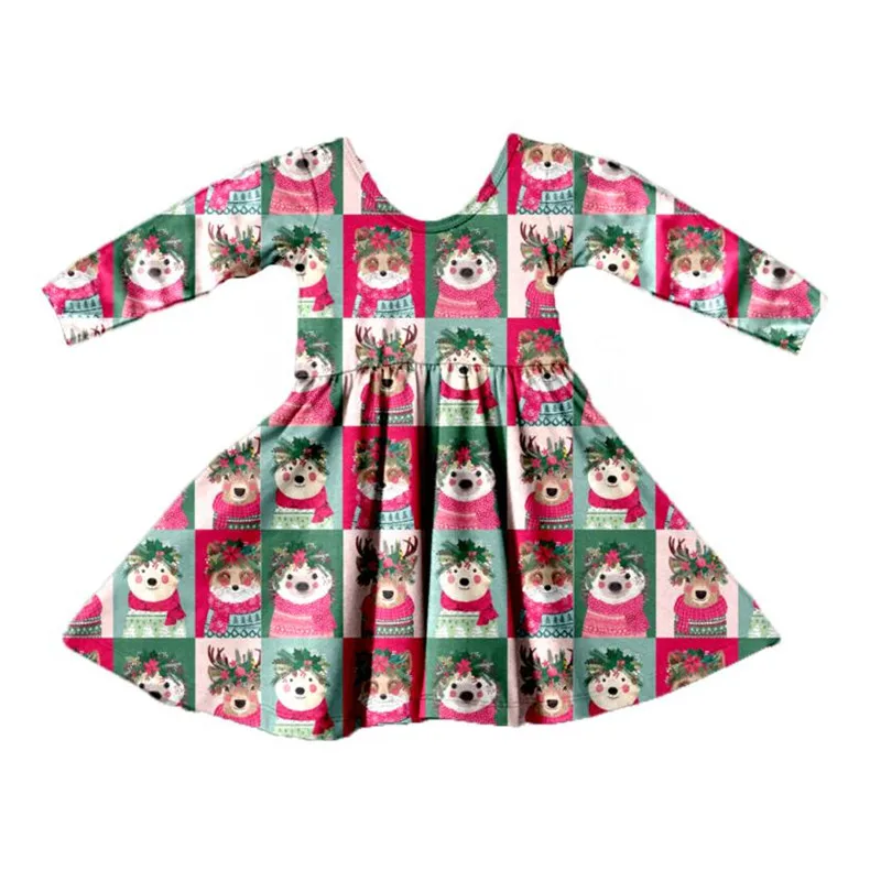 6 Style Christmas Baby Girls Children Clothes Girls Cotton Long Sleeve Christmas Pattern Print Girls Clothing Party Twirl Dress 
6 Style Christmas Baby Girls Children Clothes Girls Cotton Long Sleeve Christmas Pattern Print Girls Clothing Party Twirl Dress