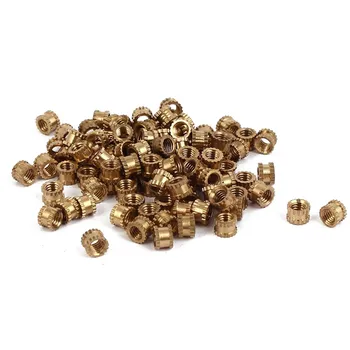 M3 x 3mm Female Thread Brass Knurled Threaded Insert Embedment Nuts 100PCS