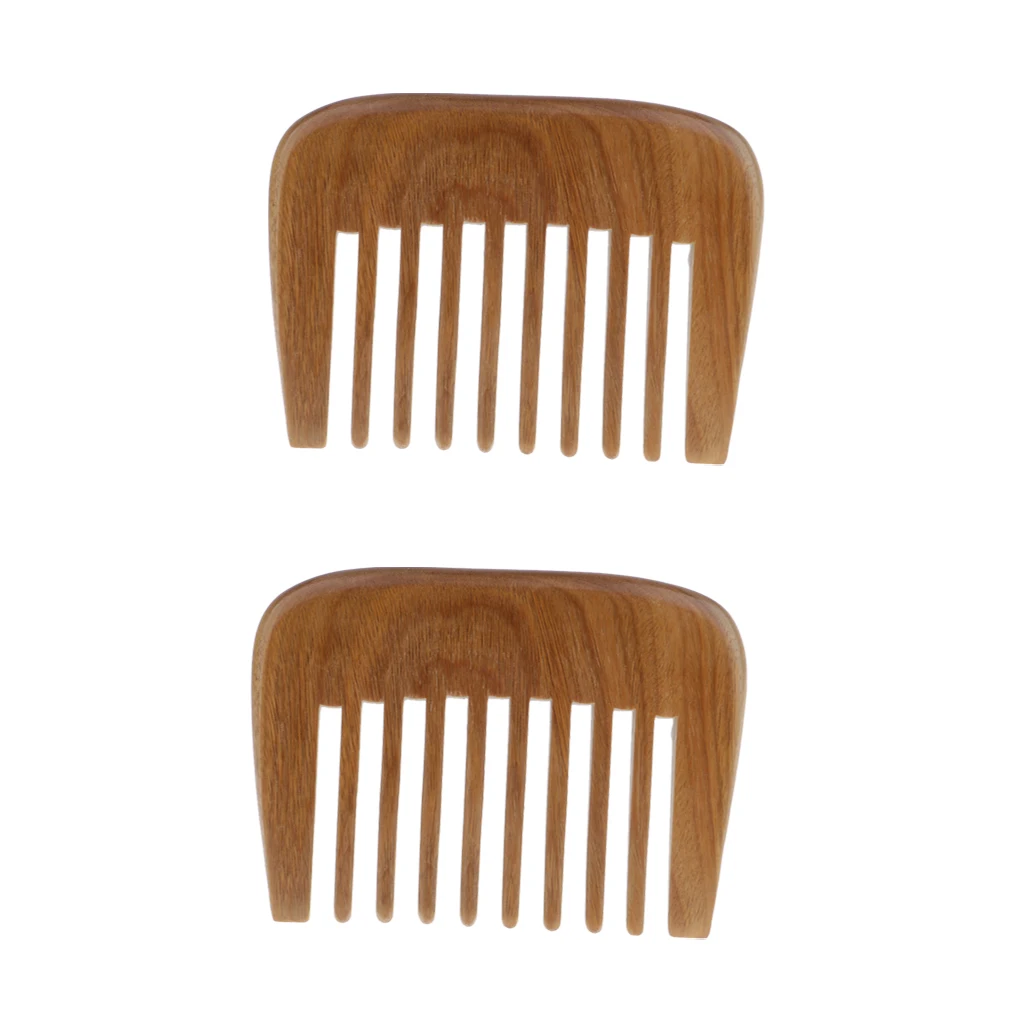 2pcs Wooden Wide Tooth Pocket Hair Beard Comb Hair Detangler Scalp Massage Comb with Green Sandalwood Scent 2pcs Wooden Wide Tooth Pocket Hair Beard Comb Hair Detangler Scalp Massage Comb with Green Sandalwood Scent