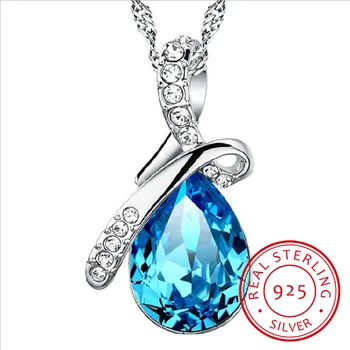 Blue Crystal Angel Tear Pendant Necklace 925 Sterling Silver Waterdrop Necklace for Women Fine Jewelry 
Blue Crystal Angel Tear Pendant Necklace 925 Sterling Silver Waterdrop Necklace for Women Fine Jewelry