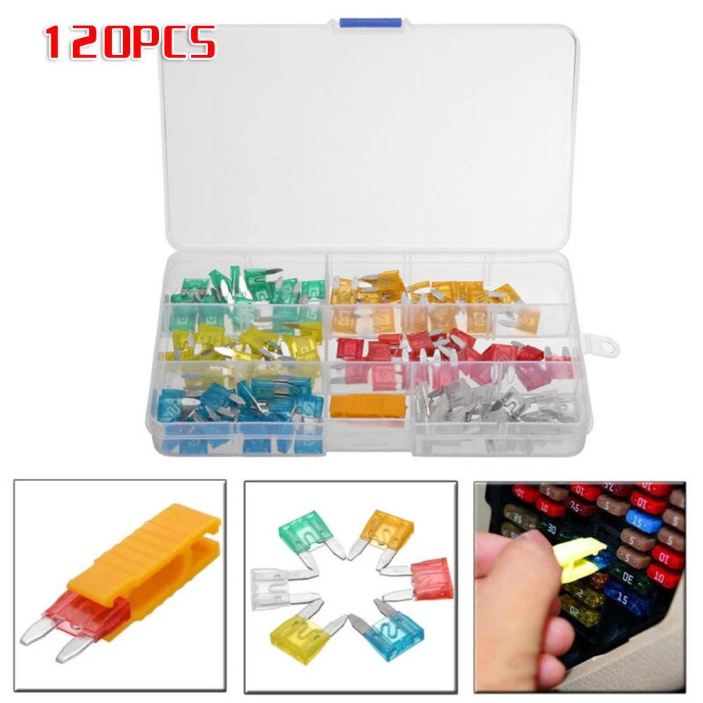 120 Pcs Mini Blade Fuse Assortment Kit Multi Color For Auto Car Motorcycle SUV An Essential Tool For Car Owners
120 Pcs Mini Blade Fuse Assortment Kit Multi Color For Auto Car Motorcycle SUV An Essential Tool For Car Owners