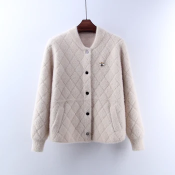 New Spring Autumn Mink Cashmere Baseball Jackets for Women Solid Color Slim Long Sleeve Cardigans Single Breasted Women Sweaters
New Spring Autumn Mink Cashmere Baseball Jackets for Women Solid Color Slim Long Sleeve Cardigans Single Breasted Women Sweaters