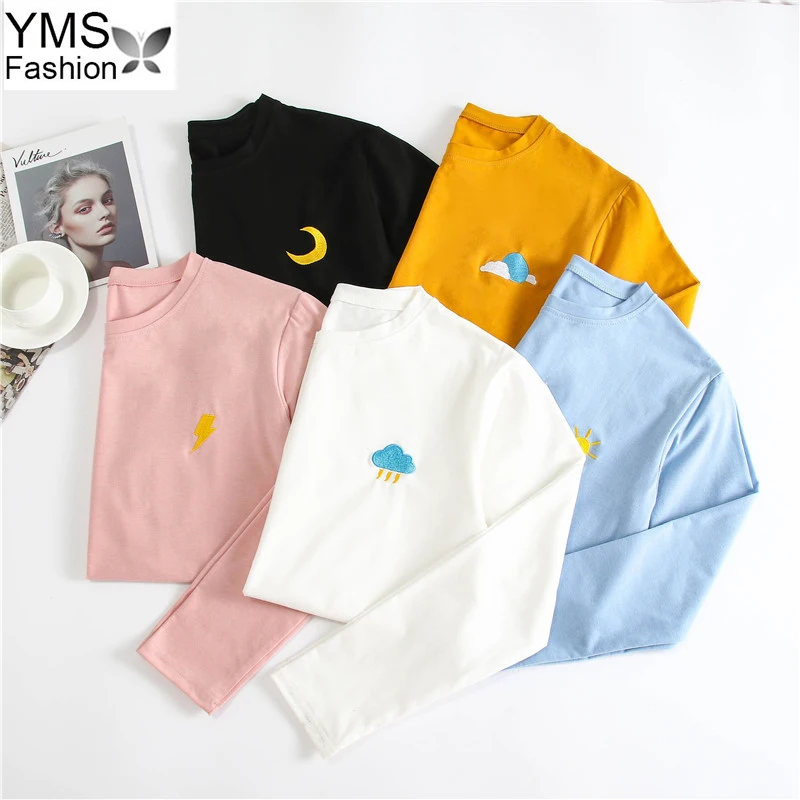 2019 Spring Autumn Women Weather Embroidered Tee Shirts Casual Long Sleeve O-Neck Harajuku T-Shirts Lady Office Tops
2019 Spring Autumn Women Weather Embroidered Tee Shirts Casual Long Sleeve O-Neck Harajuku T-Shirts Lady Office Tops