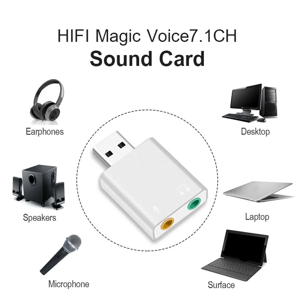 External USB 7.1 Sound Card Adapter USB Audio Card 3D Stereo Jack 3.5mm Ear Micphone Card For Internet Sensation Live Broadcast
External USB 7.1 Sound Card Adapter USB Audio Card 3D Stereo Jack 3.5mm Ear Micphone Card For Internet Sensation Live Broadcast