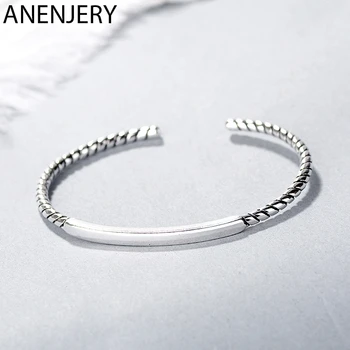ANENJERY Fashion Simple Thai Silver Color Twist Rope Cuboid Bangle Open Cuff Bracelets For Women Jewelry S-B285 
ANENJERY Fashion Simple Thai Silver Color Twist Rope Cuboid Bangle Open Cuff Bracelets For Women Jewelry S-B285