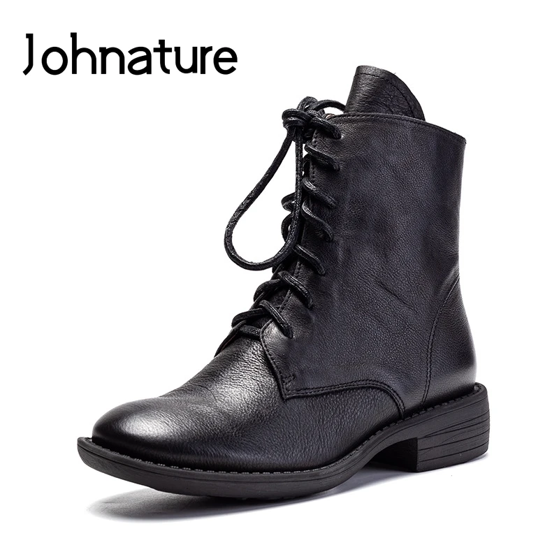 Johnature Women Shoes Genuine Leather Boots Lace-up Round Toe 2019 New Autumn Winter Cross-tied Ankle Boots For Women
Johnature Women Shoes Genuine Leather Boots Lace-up Round Toe 2019 New Autumn Winter Cross-tied Ankle Boots For Women
