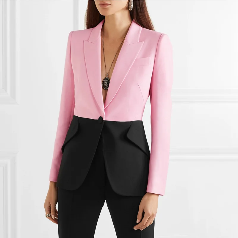 Women Blazer Colorblock Single Button Contrast Color Suit Blazer Women 2019 Autumn High Street
Women Blazer Colorblock Single Button Contrast Color Suit Blazer Women 2019 Autumn High Street