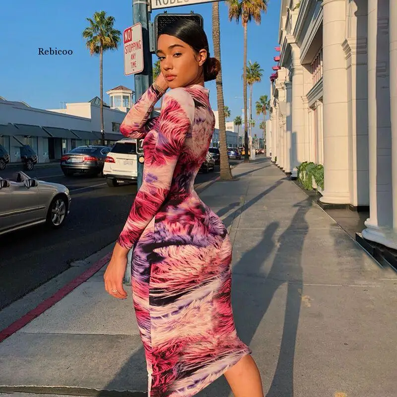 Print Tie Dye Long Sleeve Colorful Sexy Midi Dress Autumn Winter Women Bodycon Party Streetwear Outfits
Print Tie Dye Long Sleeve Colorful Sexy Midi Dress Autumn Winter Women Bodycon Party Streetwear Outfits