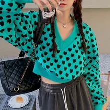 Deeptown Korean Style Heart Print Copped Knitted Hoodies Women Kawaii Harajuku Green Long Sleeve Oversize Sweatshirts Female Top
Deeptown Korean Style Heart Print Copped Knitted Hoodies Women Kawaii Harajuku Green Long Sleeve Oversize Sweatshirts Female Top