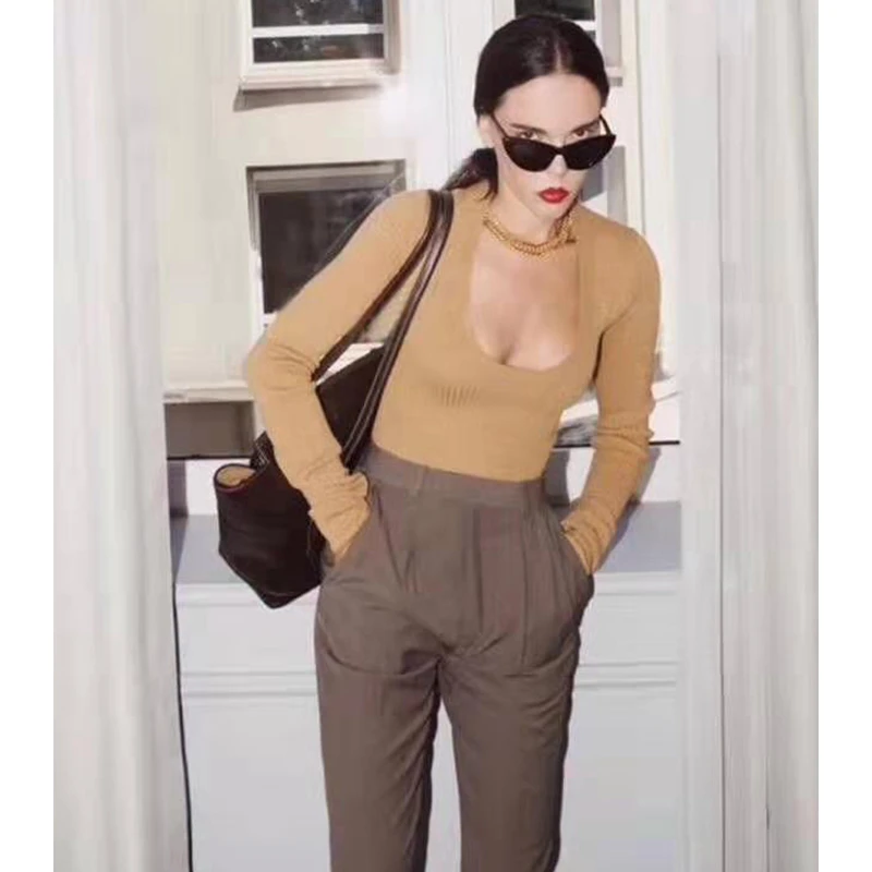 Cosmicchic для женщин с длинными рукавами вязаный шерстяной боди 2019 осень-зима