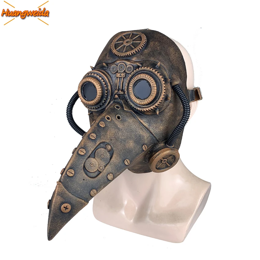 

Plague Doctor Mask Latex Steam Punks Plague Doctor Halloween Cosplay Mechanical Pipe Beak Masks Carnival Black Death Prop