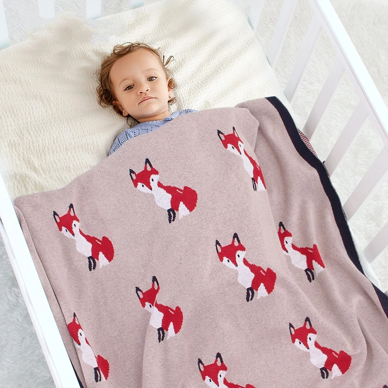 

Baby Blankets Cotton Super Soft Fox Newborn Bebes Swaddle Wrap Knitted Toddler Sofa Crib Bedding Monthly Infant Stroller Blanket