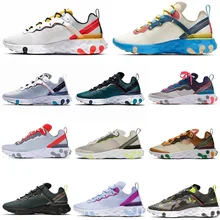 React elemento 87 55 tênis de corrida masculino mulher chaussures camo vermelho órbita musgo royal matiz empoeirado pêssego masculino formadores tênis esportivos(China)