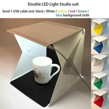 Portable Folding Photography Mini Studio 2 LED Lighting Panels Soft Highlight Photography Photo box with 6 Backgrounds for Cam
Portable Folding Photography Mini Studio 2 LED Lighting Panels Soft Highlight Photography Photo box with 6 Backgrounds for Cam