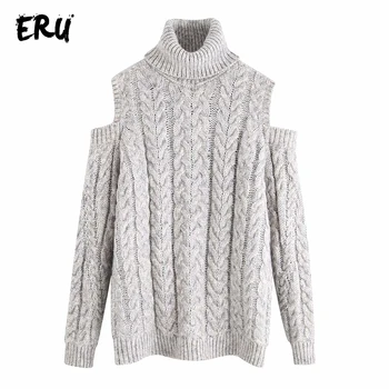 ERU gray casual off shoulder turtleneck women sweater winter 2019 cotton pull femme knitted autumn ladies sweaters jumper
ERU gray casual off shoulder turtleneck women sweater winter 2019 cotton pull femme knitted autumn ladies sweaters jumper