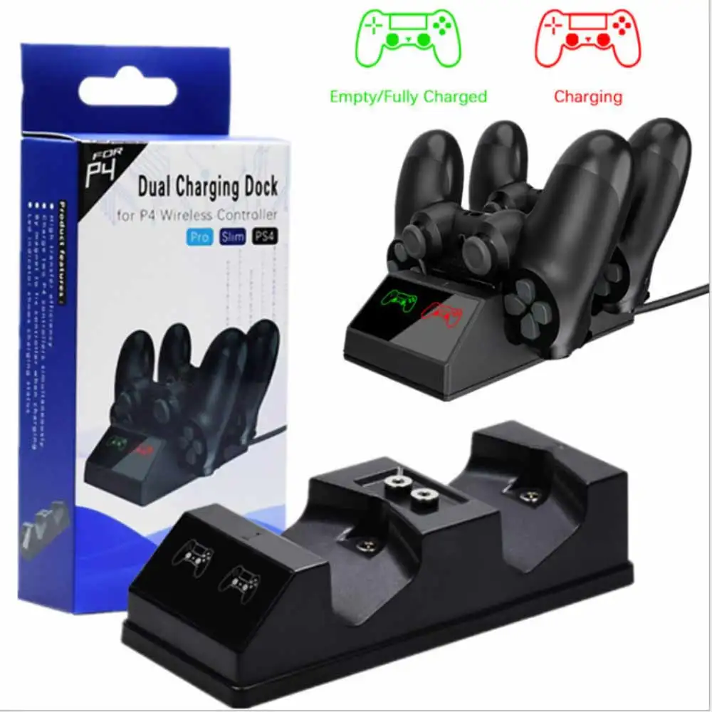 Dual USB Handle Fast Charging Dock Station Stand Charger For PS4/PS4 Slim/PS4 Pro Joypad With 2 Micro USB Charging Dongles
Dual USB Handle Fast Charging Dock Station Stand Charger For PS4/PS4 Slim/PS4 Pro Joypad With 2 Micro USB Charging Dongles