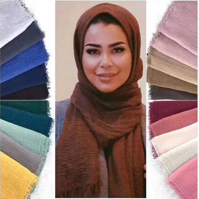 KOI LEAPING muslim head hijab scarf good quality solid color cotton crinkle Plain wrinkle wrap long scarf women crinkled shawl
KOI LEAPING muslim head hijab scarf good quality solid color cotton crinkle Plain wrinkle wrap long scarf women crinkled shawl