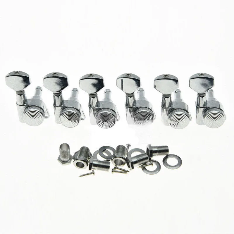 6pcs Chrome Right 6 Inline Locking Guitar Tuners Tuning Keys Pegs Machine Heads Threaded Bushings 19:1 tuning ratio
6pcs Chrome Right 6 Inline Locking Guitar Tuners Tuning Keys Pegs Machine Heads Threaded Bushings 19:1 tuning ratio