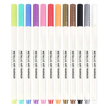 Metallic Art Marker Pens, 12 Assorted Colors Water Proof Fine Tip Metallic Calligraphy Marker Painting Pens for Adult Coloring
Metallic Art Marker Pens, 12 Assorted Colors Water Proof Fine Tip Metallic Calligraphy Marker Painting Pens for Adult Coloring