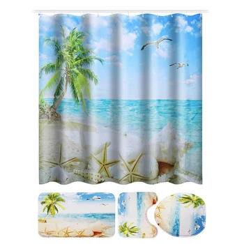 4 In 1 Ocean Beach Tree Bathroom Non-slip Mat Set Durable Waterproof Shower Curtain Set Bathroom Mat Rugs Decoration
4 In 1 Ocean Beach Tree Bathroom Non-slip Mat Set Durable Waterproof Shower Curtain Set Bathroom Mat Rugs Decoration