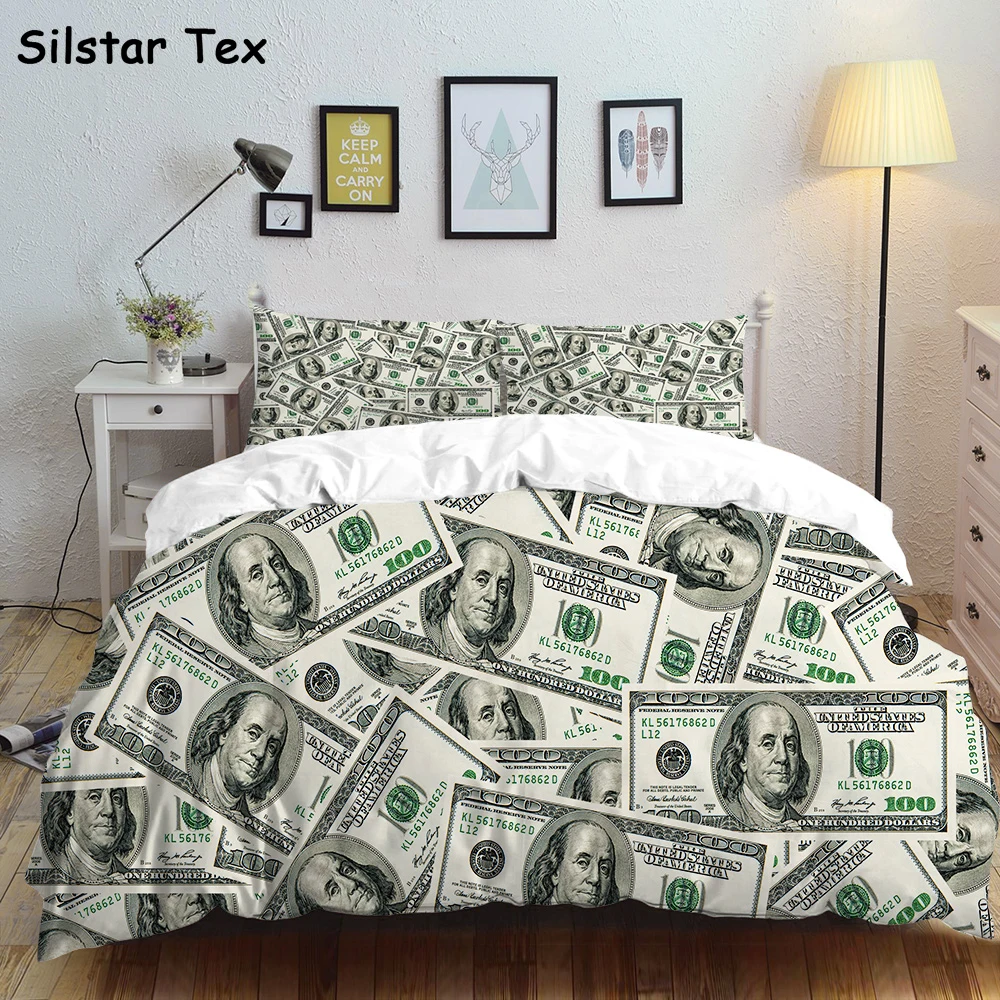 Silstar Tex US Dollar Banknote Bedding Sets Linen Set Washable Cool Beds Duvets Cover Sheet Home Euro Style 3cs/set
Silstar Tex US Dollar Banknote Bedding Sets Linen Set Washable Cool Beds Duvets Cover Sheet Home Euro Style 3cs/set