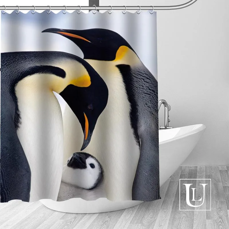 

Занавеска в виде пингвина на заказ, Современная занавеска для душа, красивые занавески для ванной комнаты, декоративная водонепроницаемая ткань из полиэстера