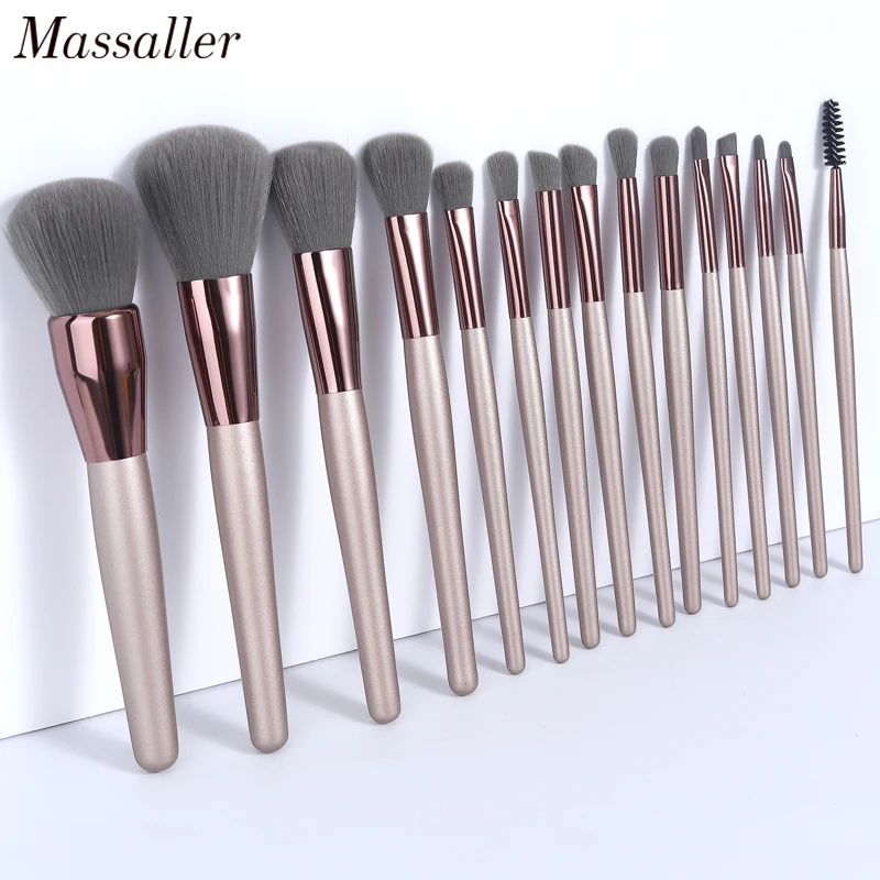 Massaller 15pcs Soft Synthetic Hair Champagne Gold Makeup Brushes Lip Eye Shadow Concealer Eyebrow Blending Make Up Tools Set
Massaller 15pcs Soft Synthetic Hair Champagne Gold Makeup Brushes Lip Eye Shadow Concealer Eyebrow Blending Make Up Tools Set