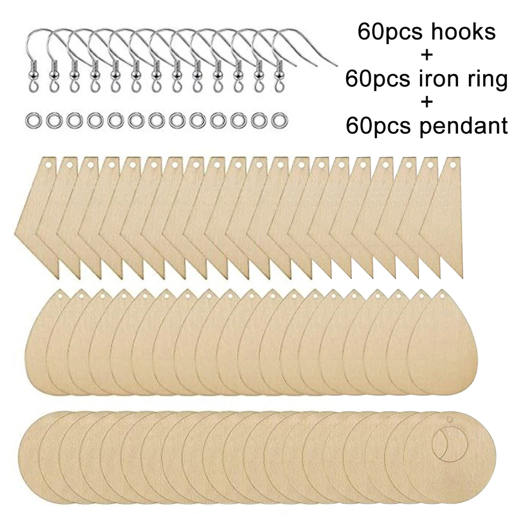 Accessories Jewelry Making European Style Wood Earring Pendant Set Decoration DIY Gift Smooth Unfinished With Hooks Rings Crafts
Accessories Jewelry Making European Style Wood Earring Pendant Set Decoration DIY Gift Smooth Unfinished With Hooks Rings Crafts