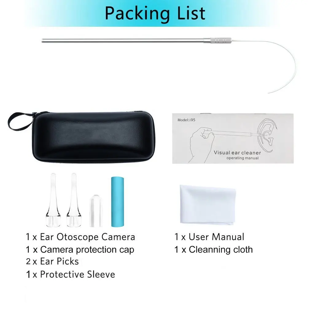 i95 Visual Ear Canal Cleaning Tool Ear Pick Camera Scope Earwax Removal Inspection Camera Endoscope Kit
i95 Visual Ear Canal Cleaning Tool Ear Pick Camera Scope Earwax Removal Inspection Camera Endoscope Kit
