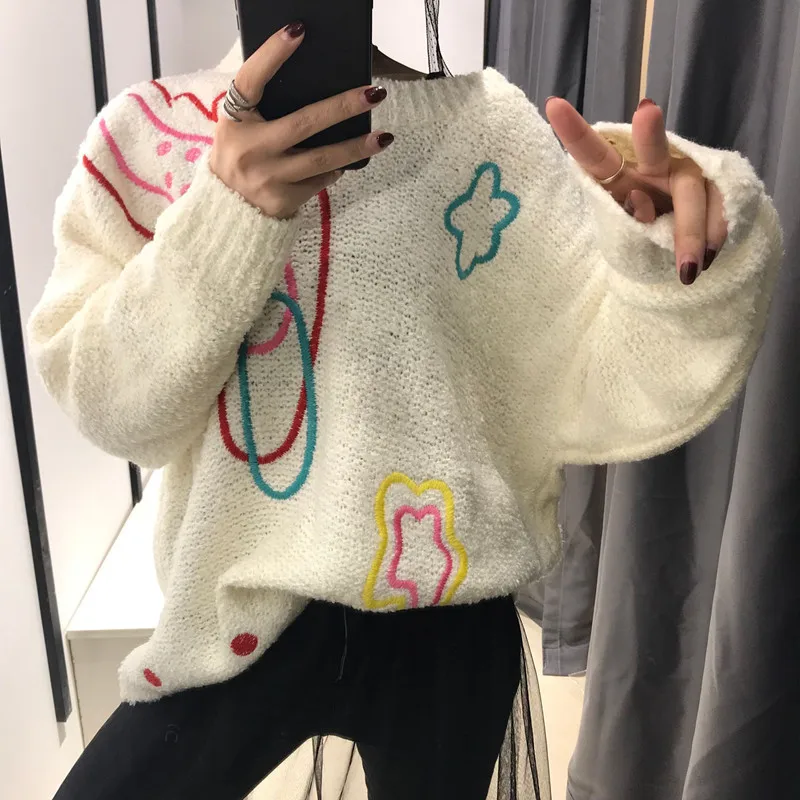 Pullover Sweater Women Blusas De Inverno Feminina Lazy Woman Sweater 2019 New Winter Wind Heavy Embroidered Round Neck Female
Pullover Sweater Women Blusas De Inverno Feminina Lazy Woman Sweater 2019 New Winter Wind Heavy Embroidered Round Neck Female