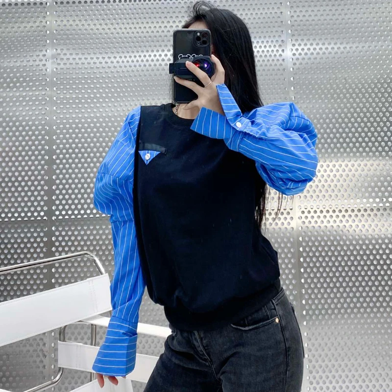 118900 118901 Autumn Winter Fashion Classic Brand Luxury Design Casual Versatile Sleeve Shirt Bubble Sleeve Stitched Sweatshirt
118900 118901 Autumn Winter Fashion Classic Brand Luxury Design Casual Versatile Sleeve Shirt Bubble Sleeve Stitched Sweatshirt