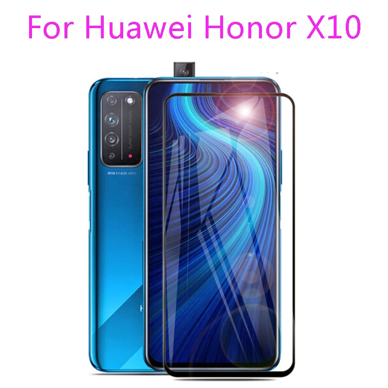 2PCS Full Cover Glue Tempered Glass For Huawei Honor X10 Screen Protector 9H protective film glass | Мобильные телефоны и