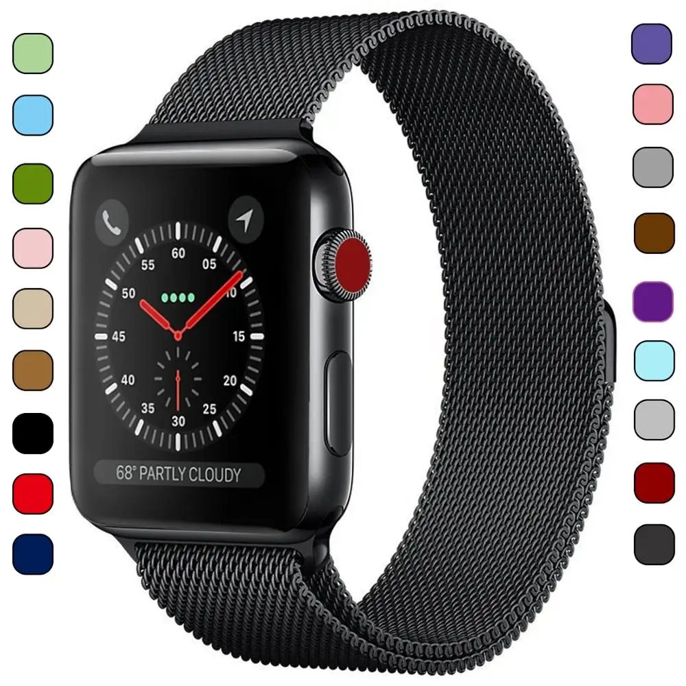 

Milanese Loop Bracelet Stainless Steel band For Apple Watch series 1 2 3 42mm 38mm metal strap for iwatch series 4 5 40mm 44mm