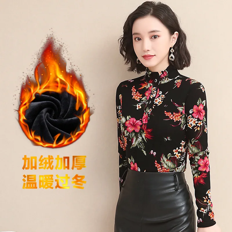 2019 Thick Winter plus Velvet Base Shirt Women's Long-Sleeve T-shirt Western Style Gauze Shirt Middle-aged Women Dress by Age To
2019 Thick Winter plus Velvet Base Shirt Women's Long-Sleeve T-shirt Western Style Gauze Shirt Middle-aged Women Dress by Age To
