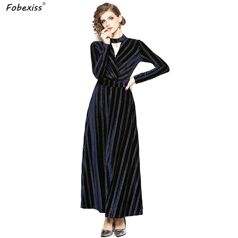 Maxi Velvet Party Dress Woman Autumn Winter Striped Elegant V Neck High Waist Slim Pleated Long Dress 2019 Fashion Women Dress
Maxi Velvet Party Dress Woman Autumn Winter Striped Elegant V Neck High Waist Slim Pleated Long Dress 2019 Fashion Women Dress