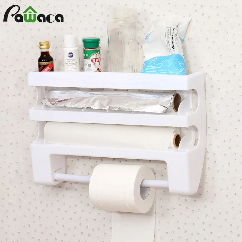 Kitchen Multi-function Plastic Belt Cutter Wrap Storage Shelf Wrap Film Cutter Triple Roll Paper Dispenser Tin Film Towel Holde
Kitchen Multi-function Plastic Belt Cutter Wrap Storage Shelf Wrap Film Cutter Triple Roll Paper Dispenser Tin Film Towel Holde